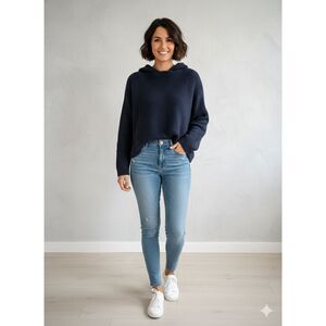 VINCE Navy Hooded Cropped Womens Sweater Sz Small